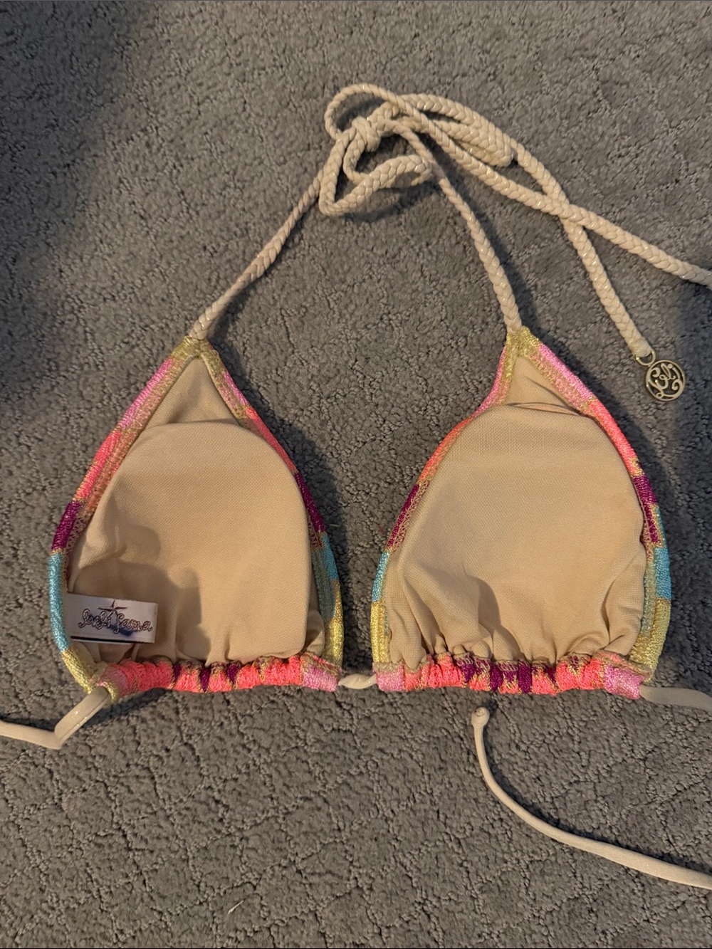 Colorful Zigzag Crochet Triangle Bikini Top - Picture 3 of 6